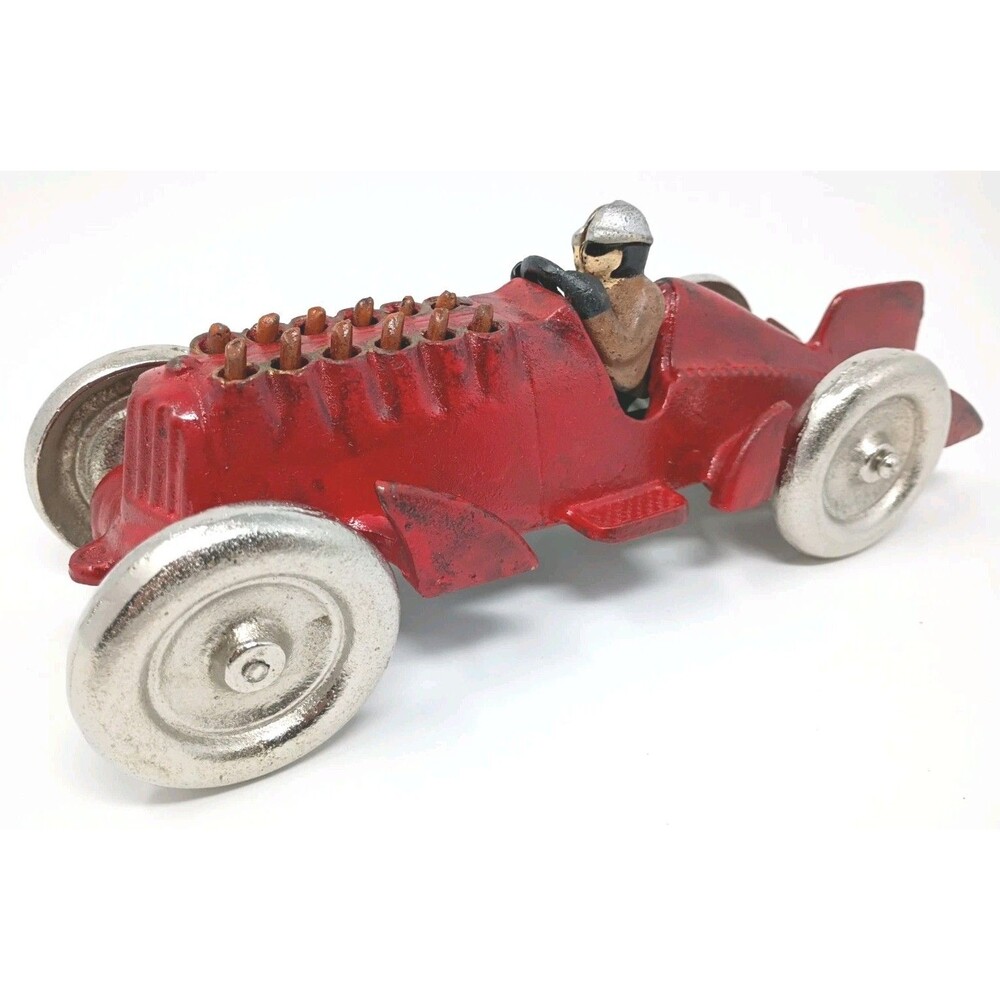Piston Golden Arrow Race Car 12Cy Animated Flames Racer Red CastIron 10” Dept 56